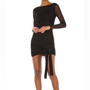 MAJORELLE Black Textured Long-Sleeve Dress